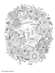Birds And Flowers Coloring Pages