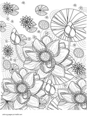 Water Lily Coloring Page Printable