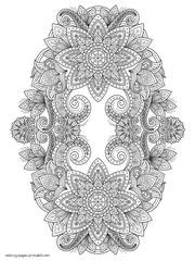 Difficult Adult Printable Coloring Pages. Abstract Flowers