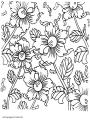 Spring Flowers Coloring Pages Printable For Adults