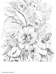 Printable Coloring Pictures Of Flowers For Adults