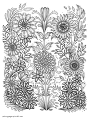 Pictures Of Flowers. Free Adult Coloring Pages