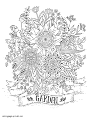 Garden Flowers. Free Adult Coloring Pages