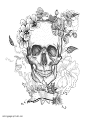 Realistic Skull Coloring Page For Adults
