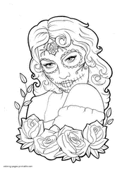 Day Of The Dead Adult Coloring Page