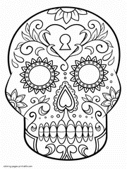 Day Of The Dead Sugar Skull Coloring Book For Adults