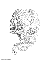 Adult Coloring Pages Sugar Skulls That You Can Print