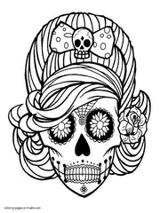 Sugar Skull Coloring Pages For Adults Printable