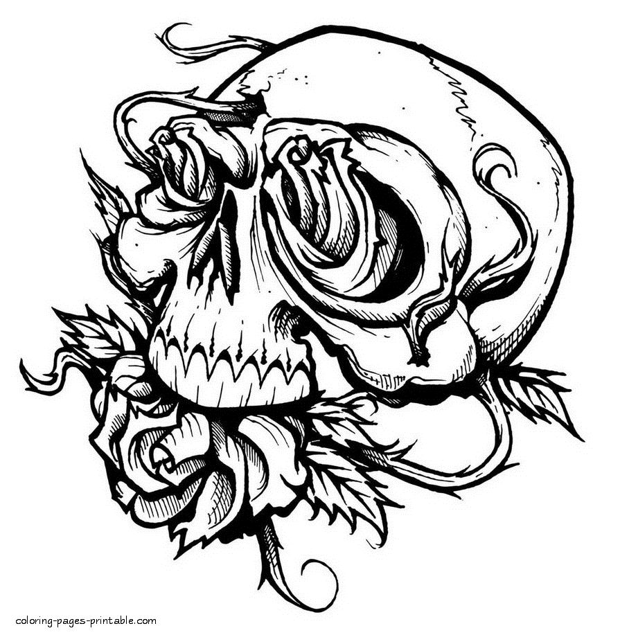 Skull Coloring Books For Adults || COLORING-PAGES-PRINTABLE.COM