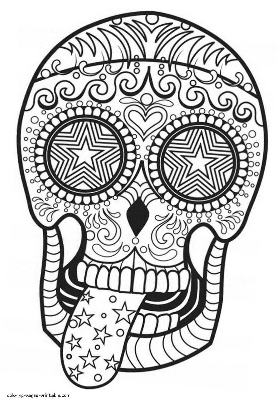 Detailed Coloring Pages For Adults Skull Coloring Walls