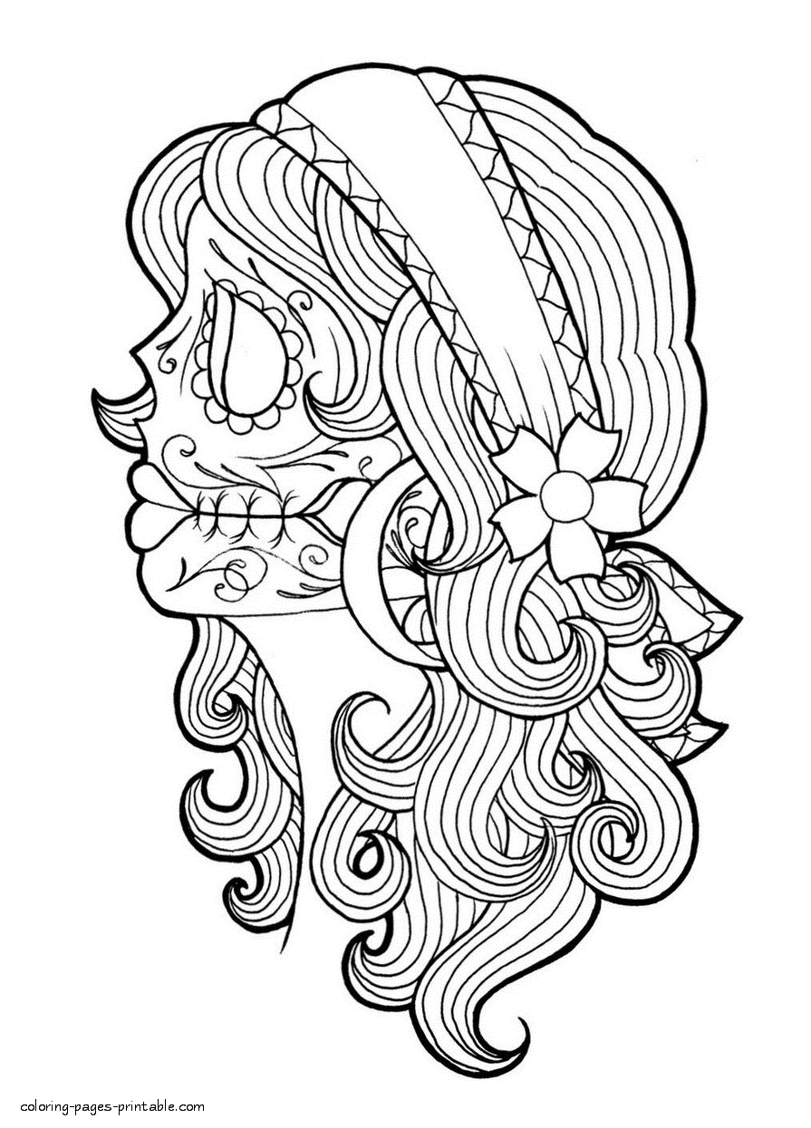 Printable Adult Coloring Page Day Of The Dead
