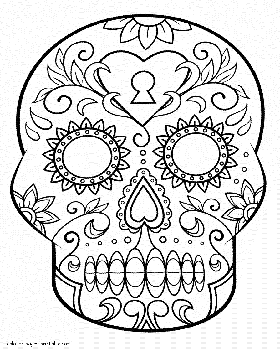 Day Of The Dead Sugar Skull Coloring Book For Adults