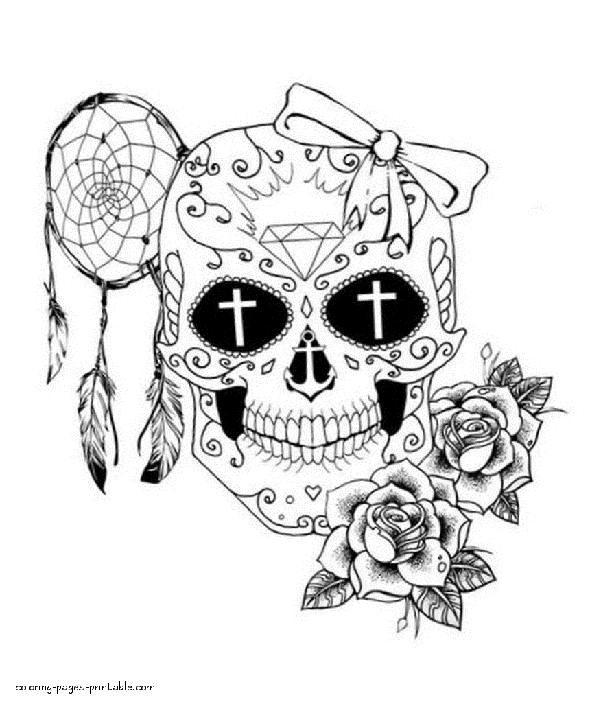 Skull Colouring Pages For Adults Coloring Pages Printable Com