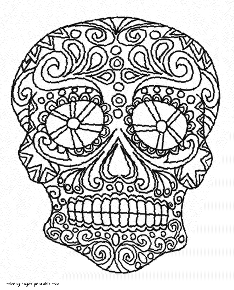 Skull Adult Colouring Page
