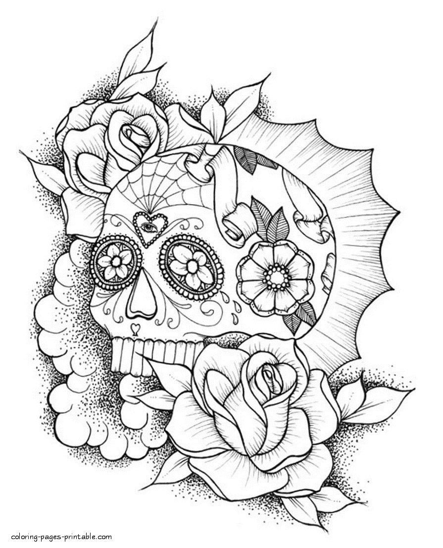 Sugar Skull Coloring Pages To Print For Free