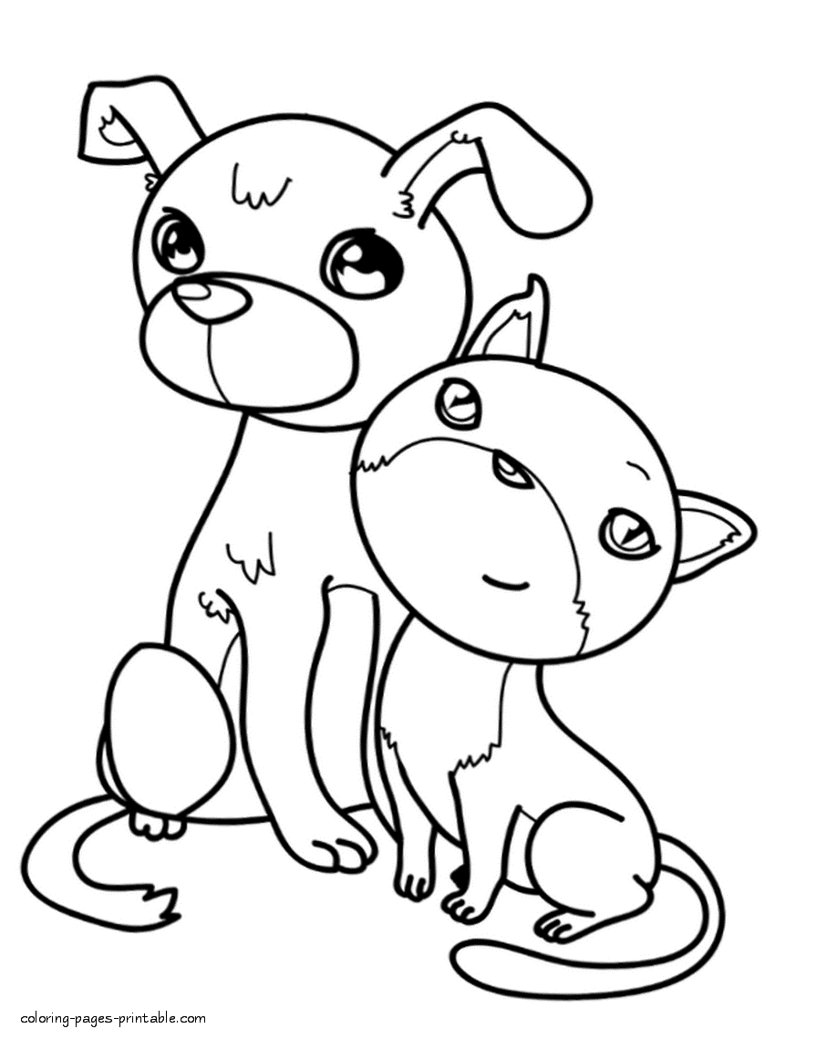 Coloring pages of cats and dogs COLORINGPAGES