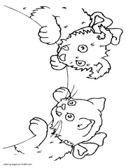 Cat and dog printable coloring page