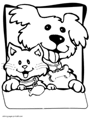 Dog and cat coloring pages printable for children