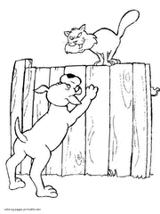 Coloring pages of cats and dogs for free