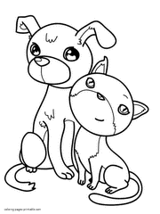 Coloring pages of cats and dogs for boys and girls