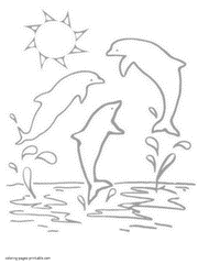 Sea animals printable coloring sheets. Jumping dolphins