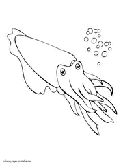 Coloring book of the sea animals. Cuttlefish