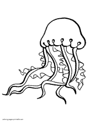 Coloring page of a beautiful jellyfish. Sea animals