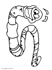 Smiling worm colouring page for kids