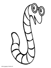 Worm with glasses coloring page for children