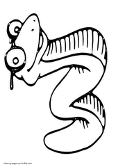 Printable coloring page of a book worm