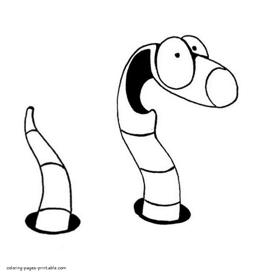 Lucky worm coloring page || COLORING-PAGES-PRINTABLE.COM