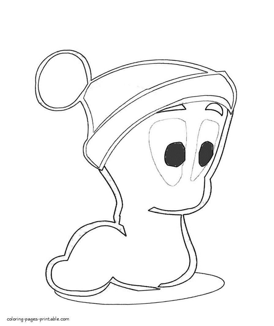 Worm with a hat colouring page || COLORING-PAGES-PRINTABLE.COM