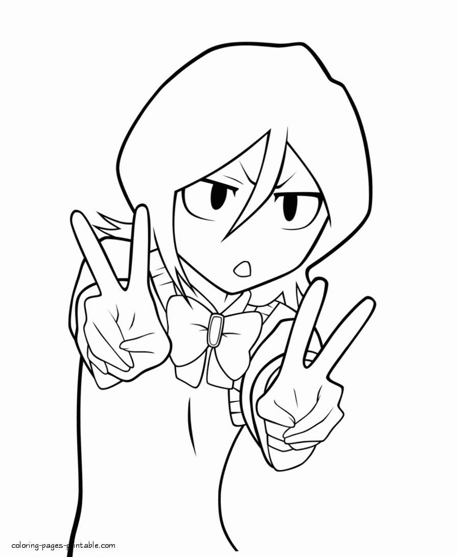 Download Bleach coloring pages. Rukia Kuchiki || COLORING-PAGES-PRINTABLE.COM