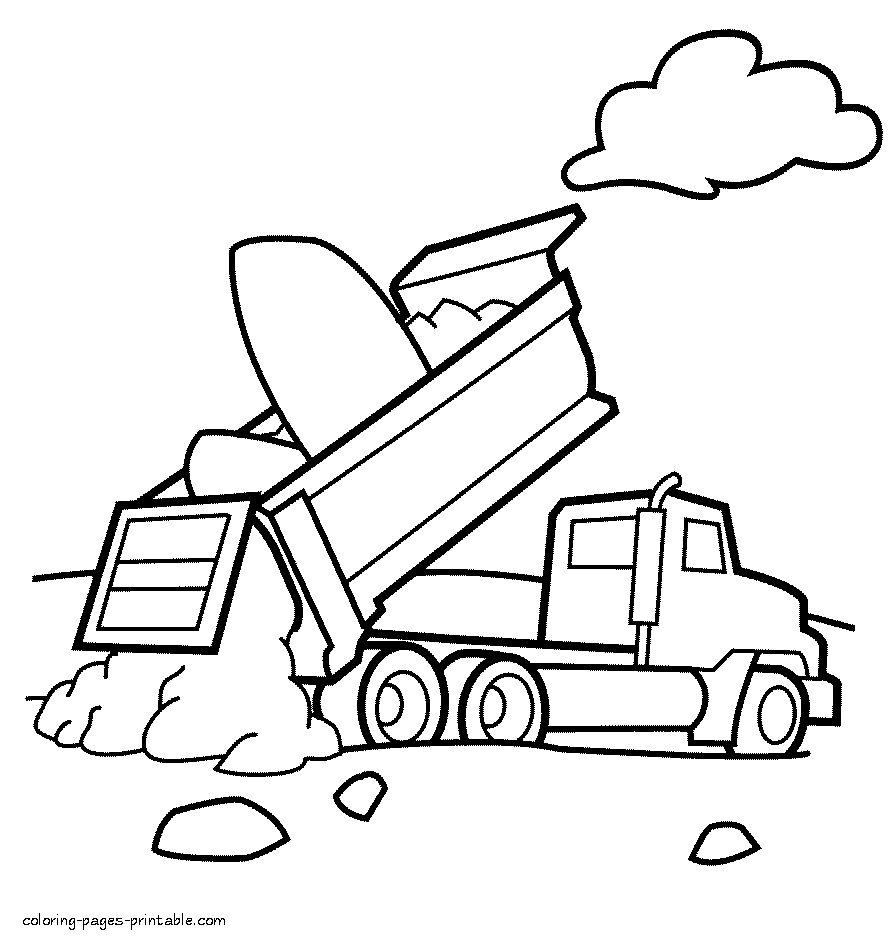 Dump truck coloring pages printable for kids