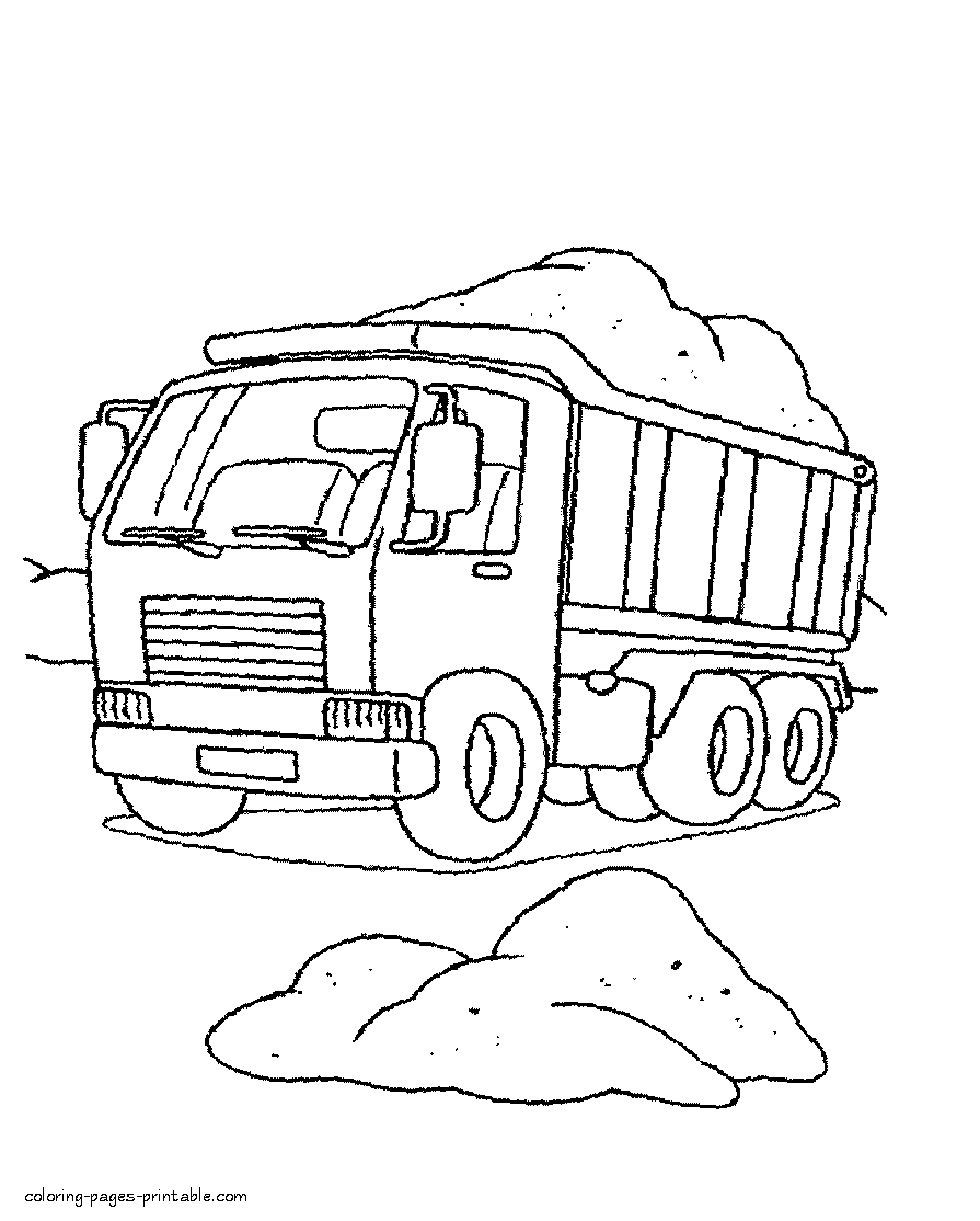 Construction dump truck coloring page