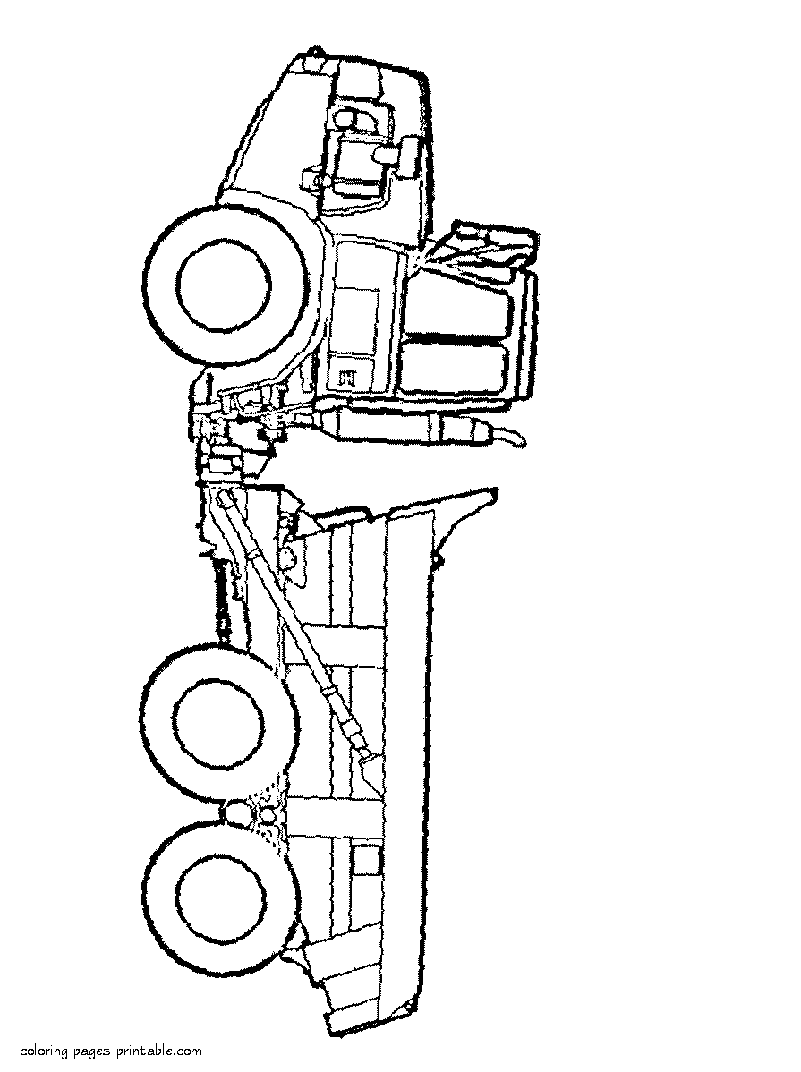 Coloring page of a mining dump truck