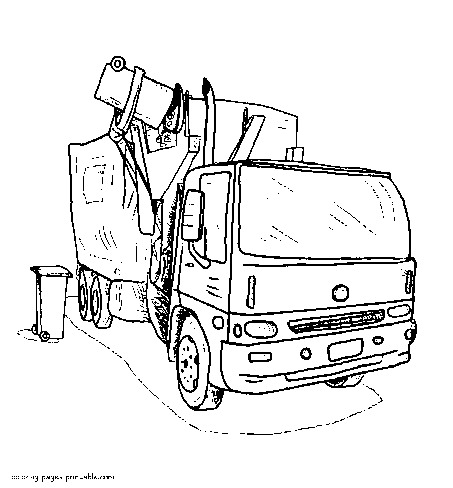 Garbage dump truck coloring page