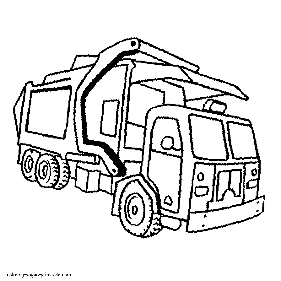 Coloring page of a garbage truck