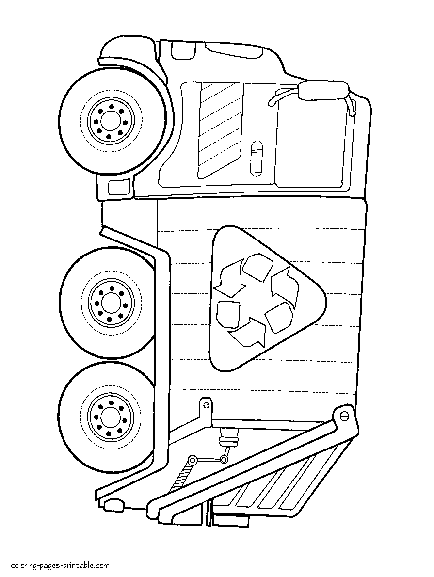 Recycling dump truck coloring page