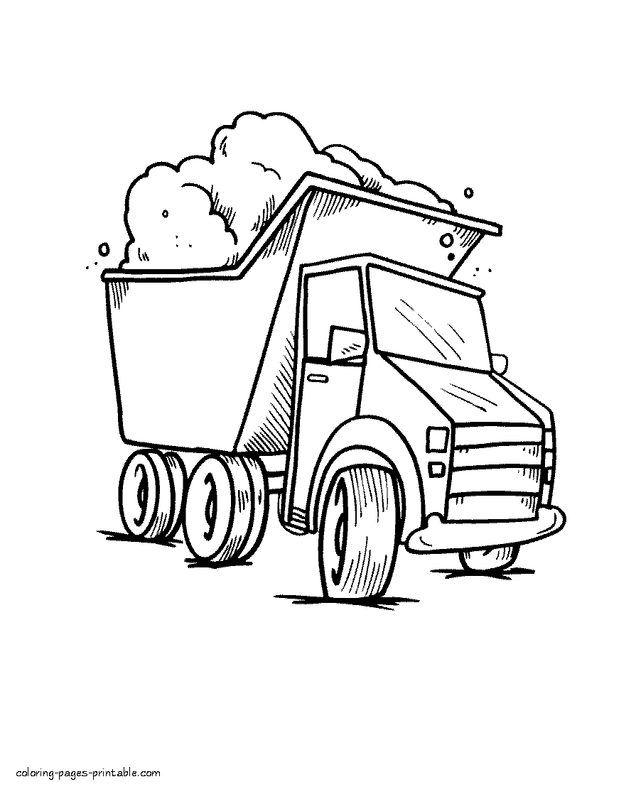 Small dump truck coloring page