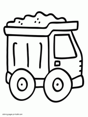 Coloring pages for little boys. A dump truck with sand