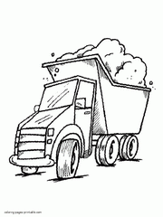 Dump truck with cargo coloring page to print