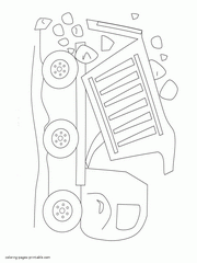 Easy coloring page for little kids. A dump truck