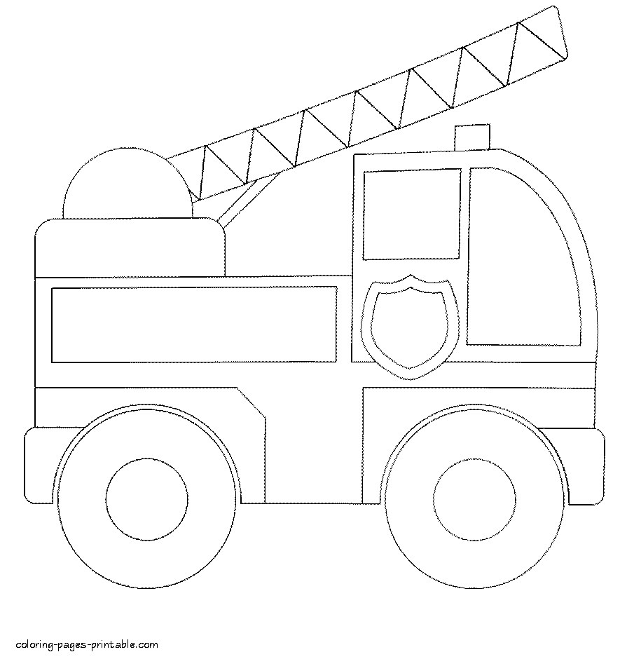 Simple fire truck. Easy coloring pages for toddlers