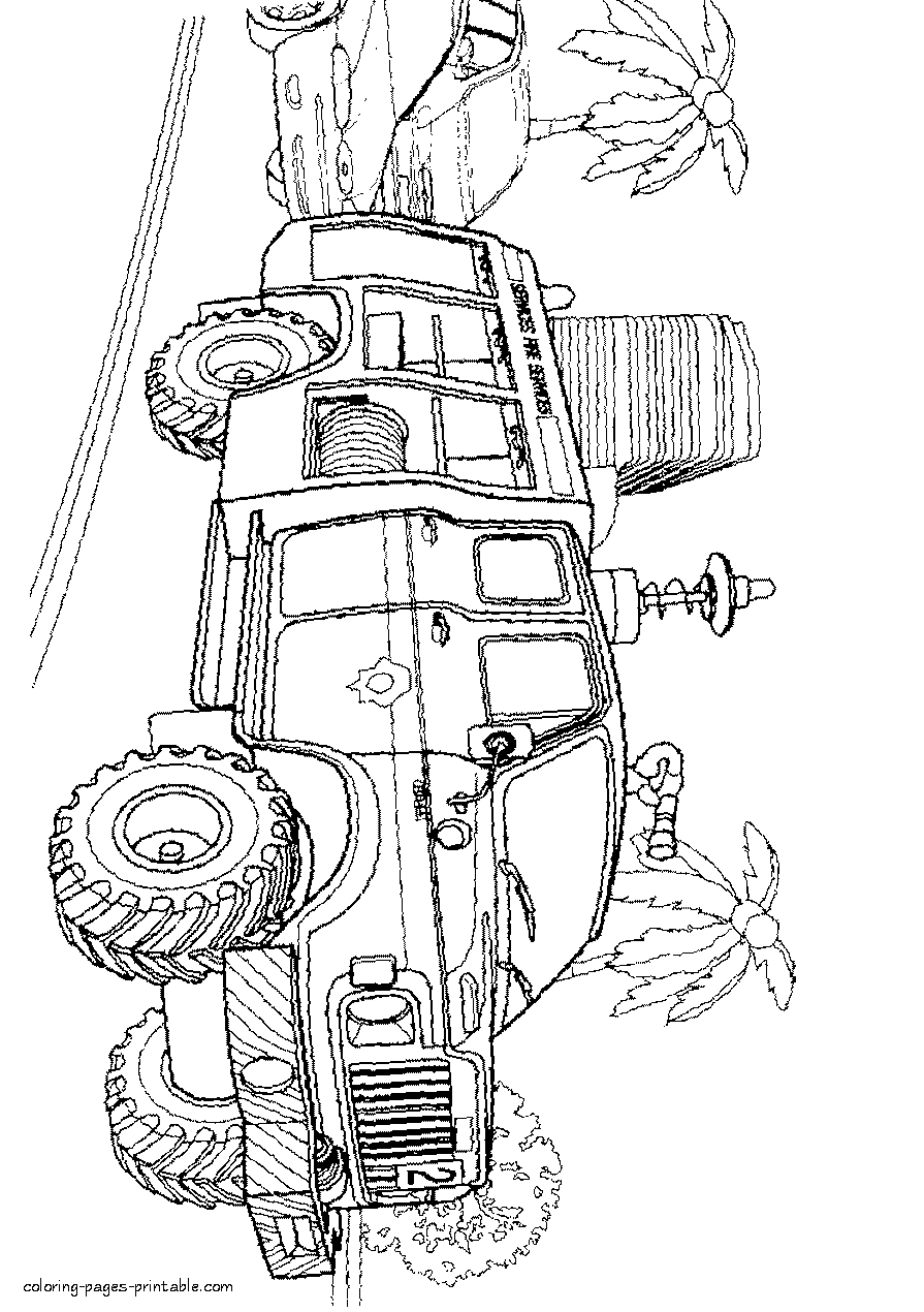 Coloring page of a Hummer fire truck || COLORING-PAGES-PRINTABLE.COM