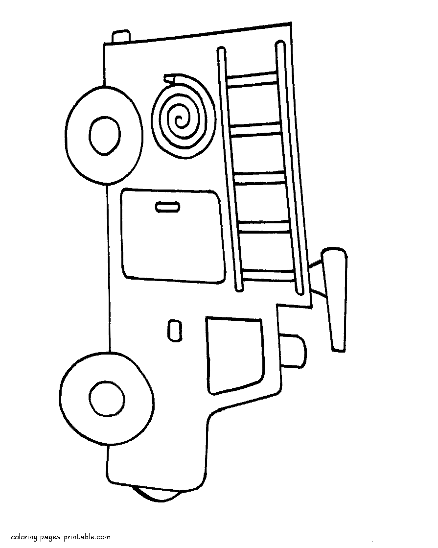 Coloring book fire truck || COLORING-PAGES-PRINTABLE.COM