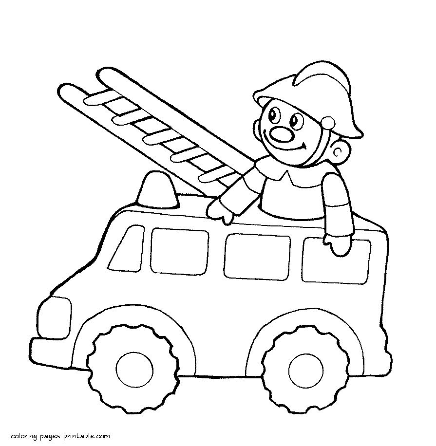 Toy fire truck coloring pages for little kids