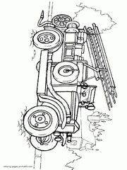 Vintage fire truck coloring page for kids