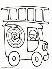 Fire truck coloring sheet for kids