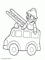 Toy fire truck coloring pages for little kids